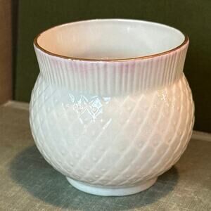 Belleek Mini Vase • Thistle Motif • 2001 • Gold “O” • 2.75”